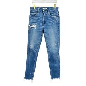 Moussy Vintage Hammond Distressed Cut Off Ankle Cropped Skinny Blue Jeans